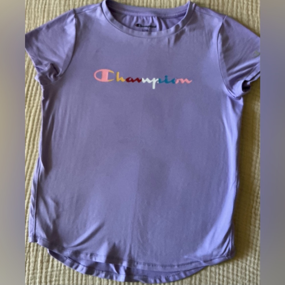 Champion Kids Lavender Tee with Multicolor Logo